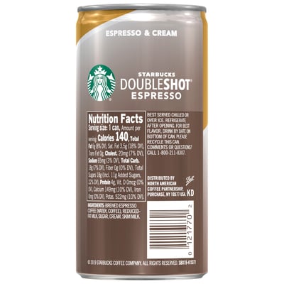 Starbucks Doubleshot® Espresso + Cream Coffee Drinks 6.5 oz cans, 12 Pack photo