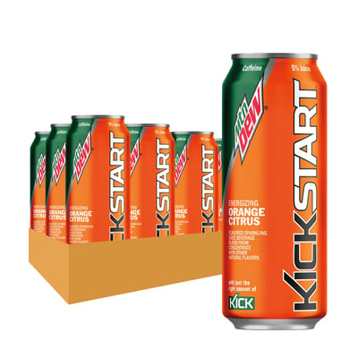 Mtn Dew Kickstart Orange Citrus Energy Drink 16 Fl Oz 12 Ct Cans – by –  Pantry Shop by PepsiCo.